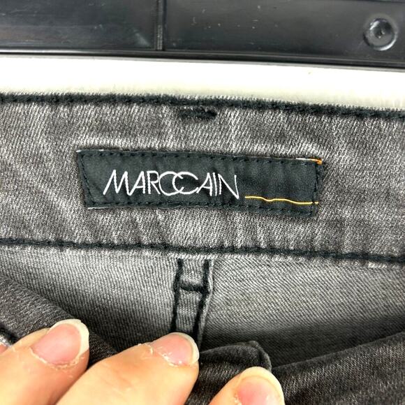 Marc Cain Women’s 2 Gray Skinny Ankle Jeans Green Stitch Roll Cuff Denim - Picture 3 of 8